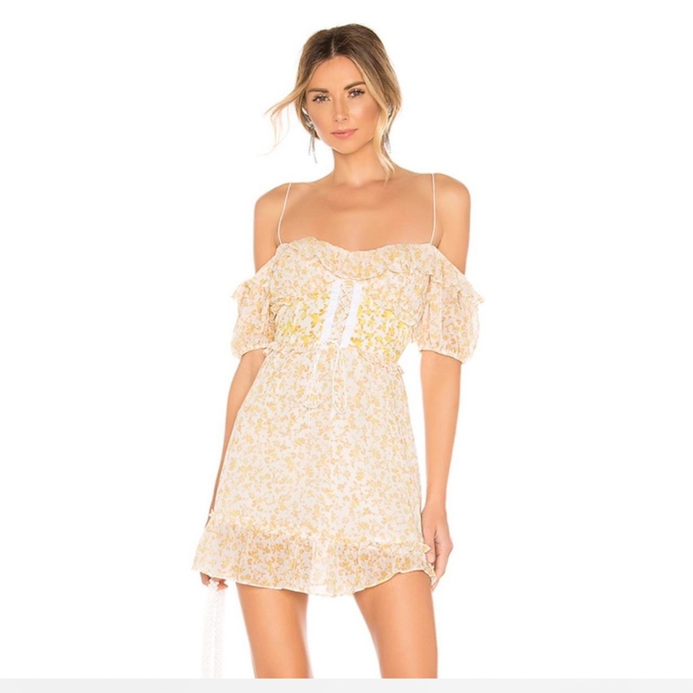 For Love & Lemons Corset Dress Yellow
